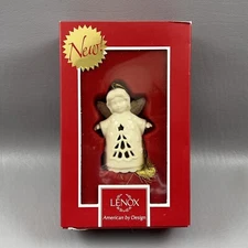 Lenox Christmas Ornament Angel Wishes Heart Bell Porcelain White 2 3/4"