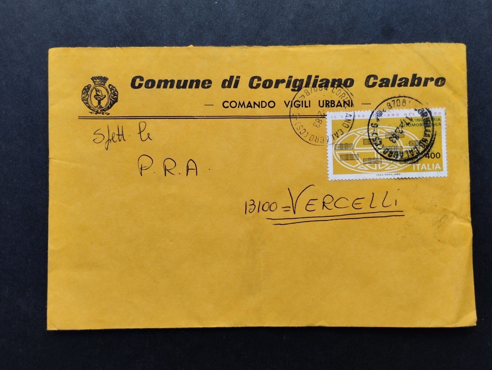 Busta Intestata Comune di Corigliano Calabro Cosenza WB2863