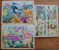Melissa and Doug Lot of 3 Wood Tray Puzzles