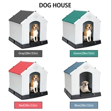 28"/32"H Outdoor Dog House Weather Resistant Pet Shelter Dog Kennel 4 Colors