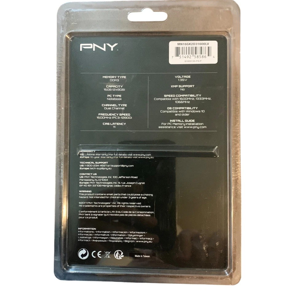 PNY Memory Sticks  DDR3|16GB|2x8GB 1600MHz | CL11 | 1.35V New Open Pack - Image 2 of 4