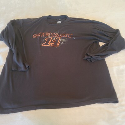 Tony Stewart 14 Mens 2XL Black Orange Long Sleeve Shirt