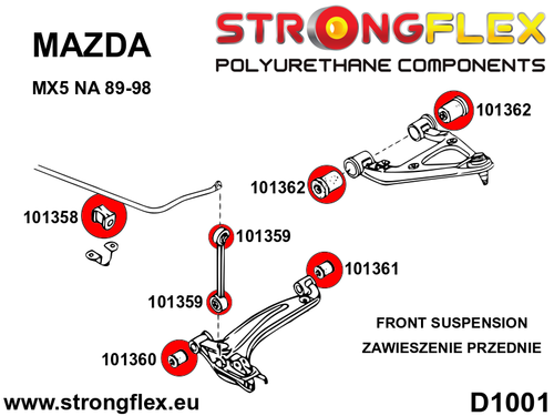 PU Front Lower Rear Bushing 101361B fits Mazda MX-5 - Picture 4 of 4