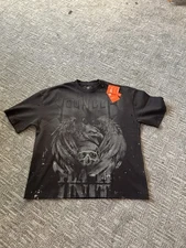 YOUNGLA - 4116 - FLORAL SKULL TEES - BLACK - SIZE MEDIUM