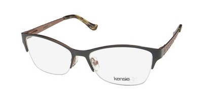 NEW KENSIE BLISS EYEGLASS FRAME METAL & PLASTIC BK BROWLINE HALF-RIM BLACK