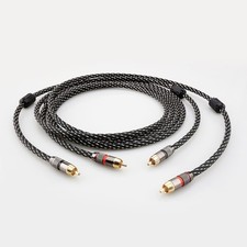 Pair HiFI RCA Cable OFC Shielded Audio Signal Interconnect Wire Gold Plated Plug