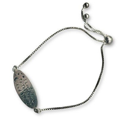 Sterling Silver I LOVE TOU TO THE MOON & BACK Bracelet Nice Quality + Gift Box