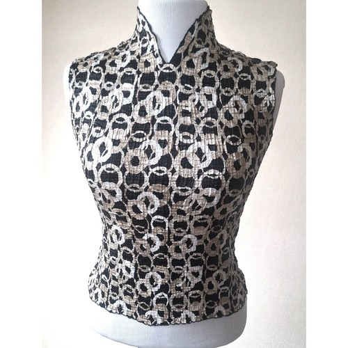 Casual Corner Annex Blouse Womens M Gold Smocked Popcorn Mock Neck Excellent