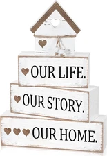 Farmhouse Wooden Tabletop Decor Home Tiered Tray Decor Rustic Distressed Our Lif