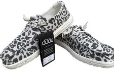 Hey Dude Wendy Women s Slip-on Shoes Size 7 Color Woven Cheetah Grey