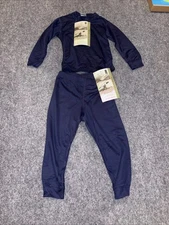 Vtg New Patagonia Kids 3 Capilene Midweight Baselayer Set Shirt Pants Navy 1998