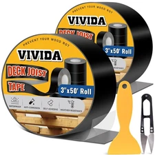 VIVIDA Butyl Joist Tape for Decking 3" × 50' (2 Roll), Waterproof Deck Joist ...