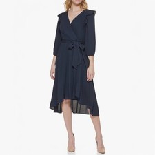 Tommy Hilfiger Women's Parade Pucker Novelty Dress Size 6 - Sky Captain Blue NWT