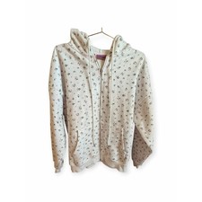 Edikted Bouquet Oversized Zip Up Hoodie Cream Floral XS NWOT