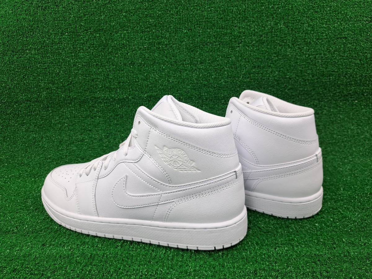 Jordan 1 Mid Triple White Mens Basketball Sneakers 554724-112‎ Size 10 Nike Air Jordan 1 Mid Triple White size 12 | Mercari main image 4