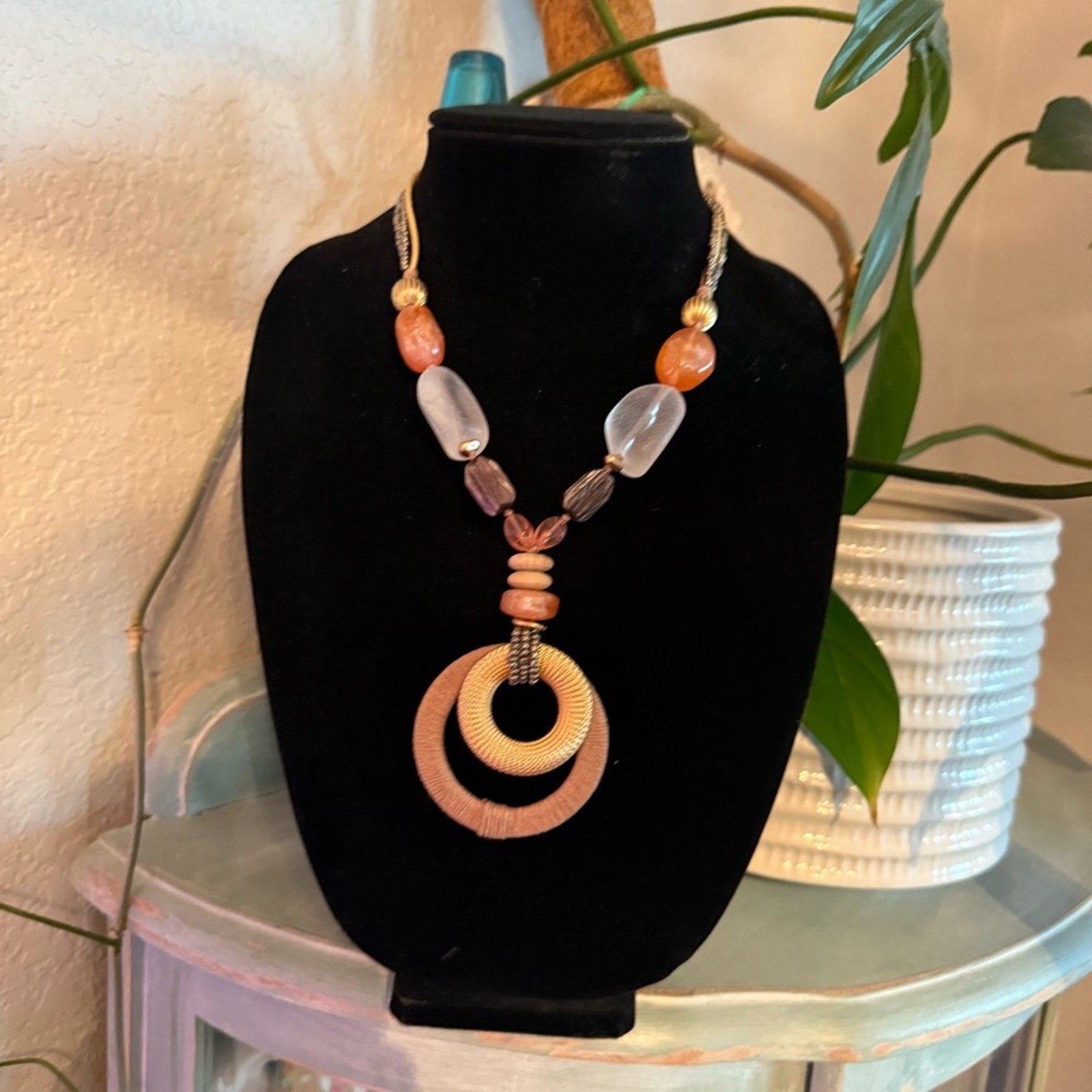 Chico’s Large Beaded Pendant Statement Necklace - image 2