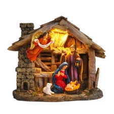 Nativity Scenes Indoor 8.3 Inch Christmas Music Village House Manger Nativity...