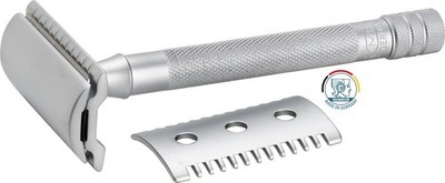 Merkur 22C SET Safety Razor - 2 Plates Open & Closed Matt Chrome