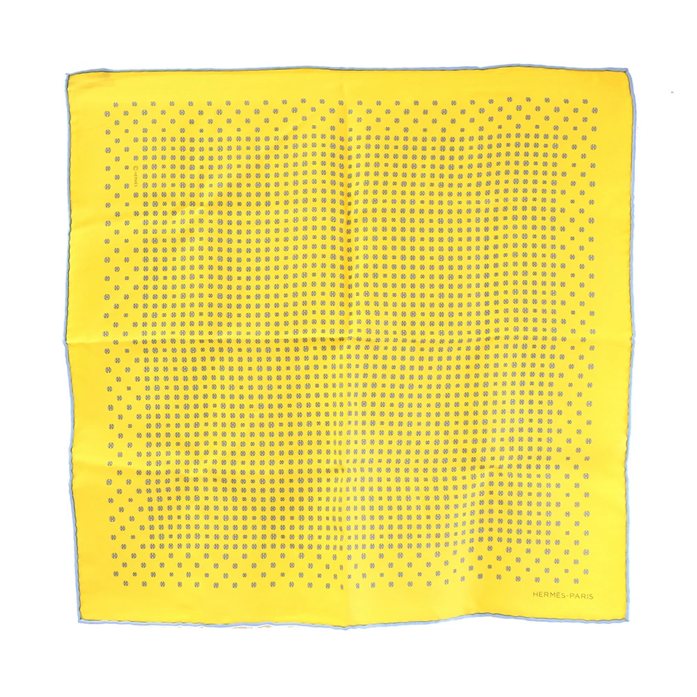 Hermes Scarf Carre 42 Yellow Light Blue Silk 100 Used Petit Mini Stole Square La
