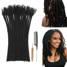 0.6cm Width 8 Inch 40 Strands Handmade Dreadlock Extensions 100 Human Hair 1B
