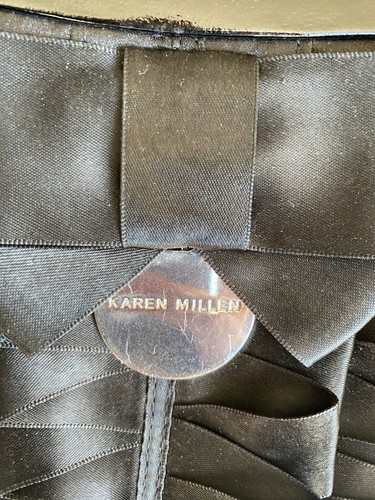 Karen Millen Clutch Purse, Black, 27x13x3cm, Black, Frilly, Designer, Logo - Picture 2 of 12