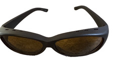 Unbranded Wraparound Sunglasses Matte Black Amber Lens Safety Outdoor Biker