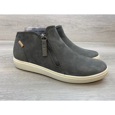 ECCO Soft 7 Tred Women's Ankle Boots Sneakers Zip Grey Nubuck Leather 7-7.5