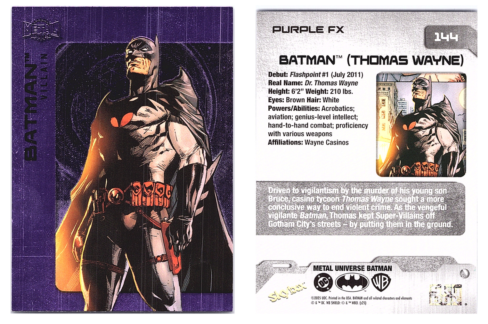 2025 Skybox Metal Universe Batman Cards Base/PurpleFX Low/High Series 'You Pick'