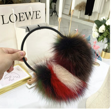 Real Fox Fur Earmuffs Large Ear Muffs Earflap Real Sheepskin Leather Bracket