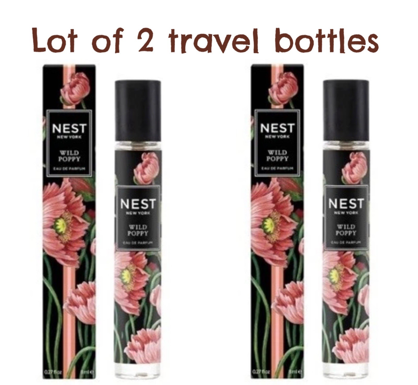 Lot Of 2 Bottles Nest Wild Poppy  Eau de Parfum Spray Travel Size .27 Fl Oz/8 ml