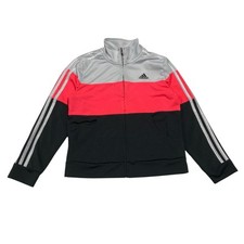 Adidas Colorful Neon Pink Long Sleeve Full Zip Track Jacket Youth Girls M 8-10 