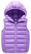 Kids Winter Quilted Jacket Vest with Hood Gilrs Sleeveless Zip Down Waistcoat...