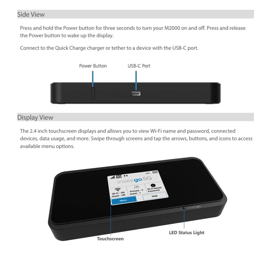 Inseego M2000 5G Router 2.7Gbps 5050mAh Pocket WIFI 2.4GHz/5GHz WiFi hotspot LTE - Image 2 of 4