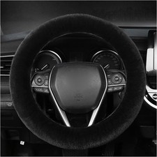 Fuzzy Car Steering Wheel Cover, Fluffy Soft Fur Wheel Protector for Warm Black