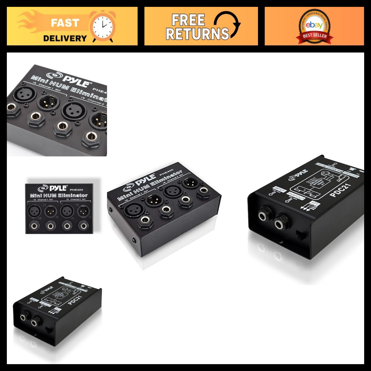 Compact Mini Hum Eliminator - 2 Channel Passive Ground Loop Isolator & DI Box