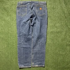 Vintage Carhartt Jeans Mens 38x32 Dungaree Loose Blue Denim Workwear Bootcut