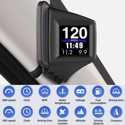 GPS OBD2 Car Auto Head Up Display HUD Driving Computer Temperature Gauge New