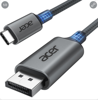 Acer USB C to Displayport Cable 6.6 FT (4K@60HZ 2K@165Hz), Type-C to Displayport