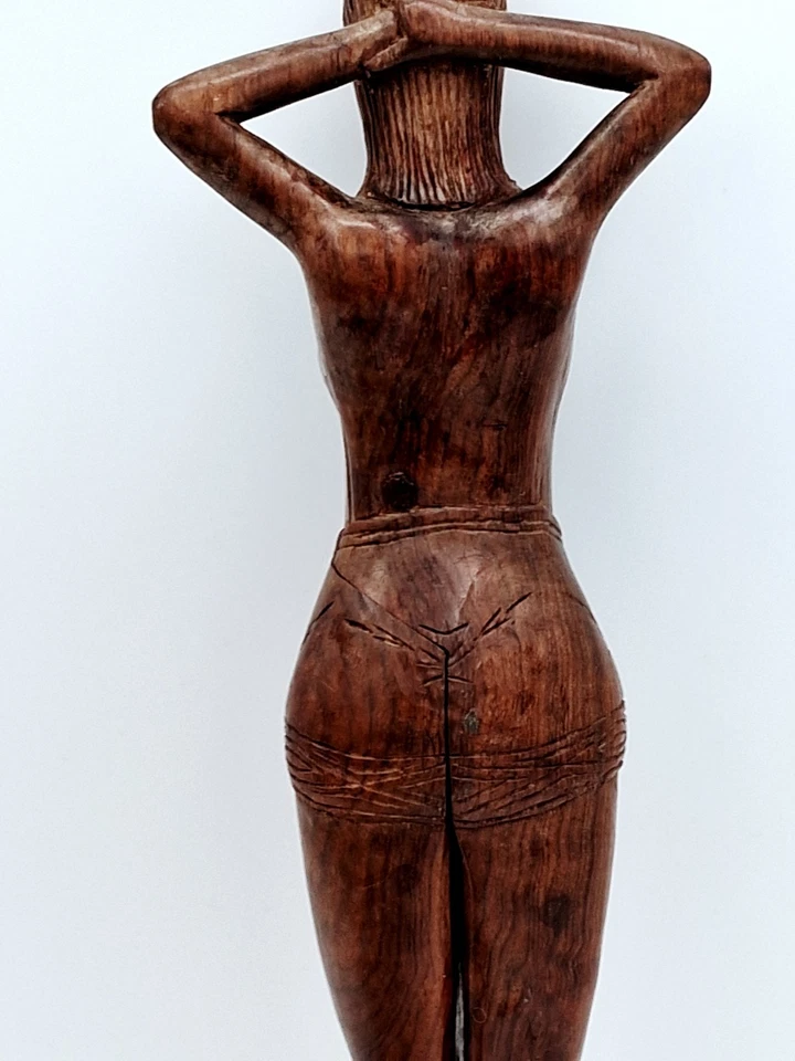 Vintage Hand Carved Wooden Nutcracker Nude Naked Lady Woman 12" Tall Mid Century - Image 4 of 4