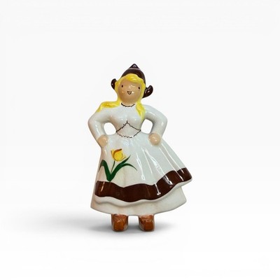 Vintage 1940s Decora Ceramics Dutch Girl Wall Hanging, California Pottery