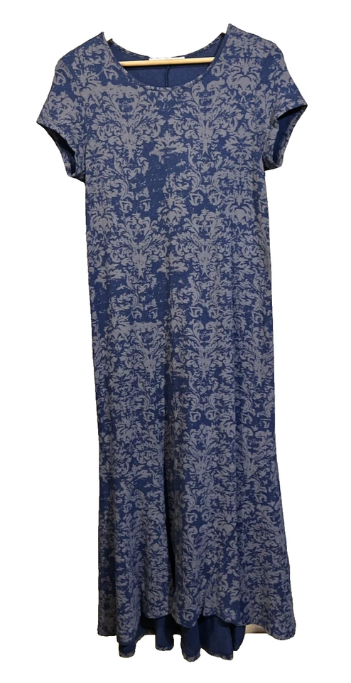 Maxi Vestido Peruvian Connection Eleonora Medio Azul Elástico Tejido Boho Fluido Foto 2 de 4