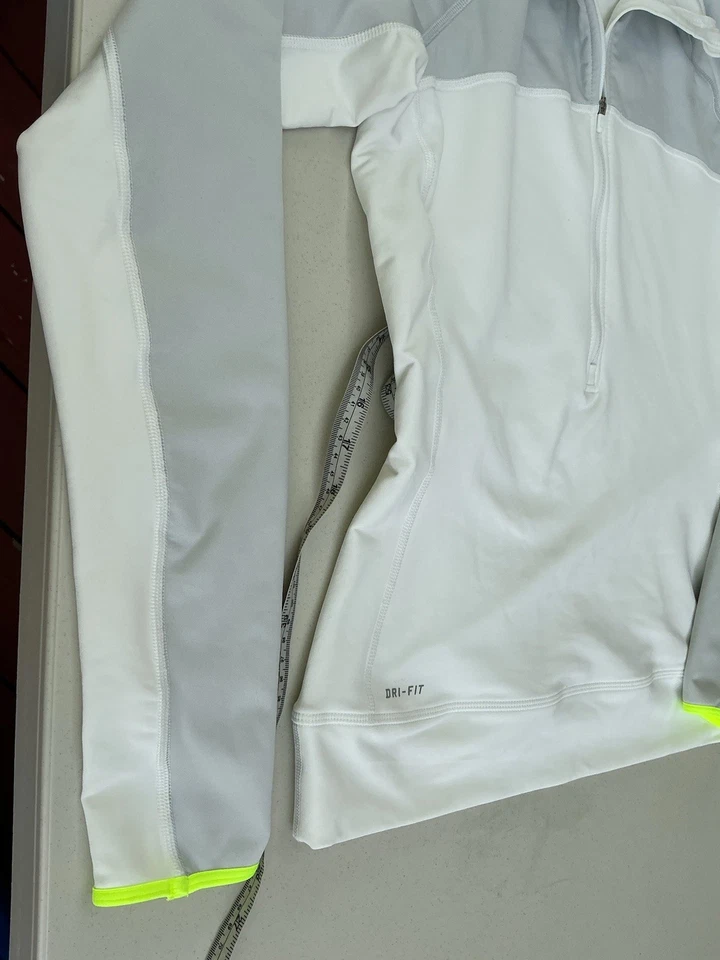 Nike Pro Dri-Fit Pullover M Correr Gimnasio Cuarto Cremallera Para Mujer Mediano Blanco Gris Foto 3 de 4