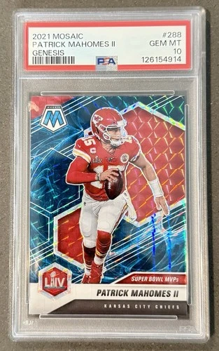 Panini 2021 Mosaic Patrick Mahomes II SB MVPs Genesis #288 PSA 10 Chiefs