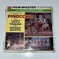 View-Master PINOCCHIO Lady and the Tramp Snow White - B315 - 3 Reel Set 1B NIP