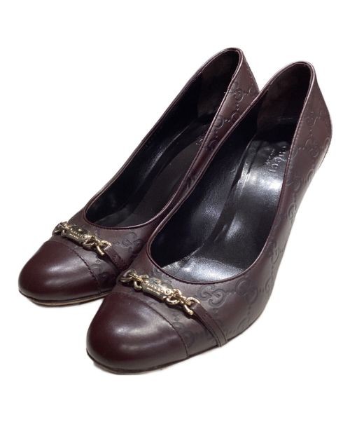 GUCCI Guccissima brown leather heel pumps style 146798
