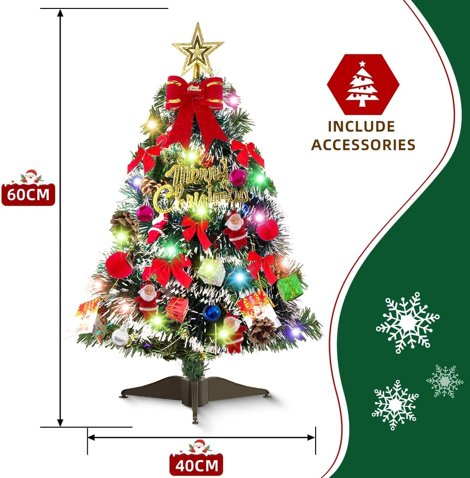 Albero Di Natale Piccolo,Mini Albero Di Natale Da Tavolo 60Cm,Mini Alberi Di Nat - Immagine 2 di 4