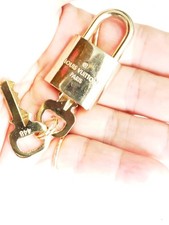 LOUIS VUITTON Padlock lock  key Brass Gold Authentic Number 448