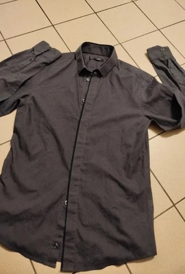Chemise Manches Longues Marron Liserets Noir. Taille S/ 37-38. Celio Slim... - Photo 1/3
