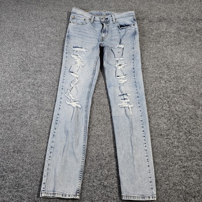 Levis 511 Jeans Mens 32x32 Light Wash Distressed Stretch Flex Slim Tapered Leg