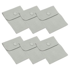 6 Pcs 3x4 Inch Jewelry Pouches, Velvet with Snap Button for Rings Grey